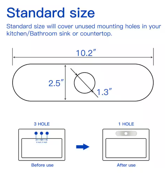 BWE 10.2 in. x 2.5 in. x 1.34 in. Brass Kitchen Sink Faucet Hole Cover Deck Plate Escutcheon in Brushed Nickel P-22N
