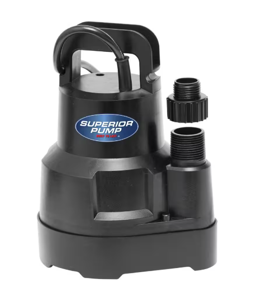 Superior Pump 1/6 HP Submersible Thermoplastic Oil-Free Utility Pump