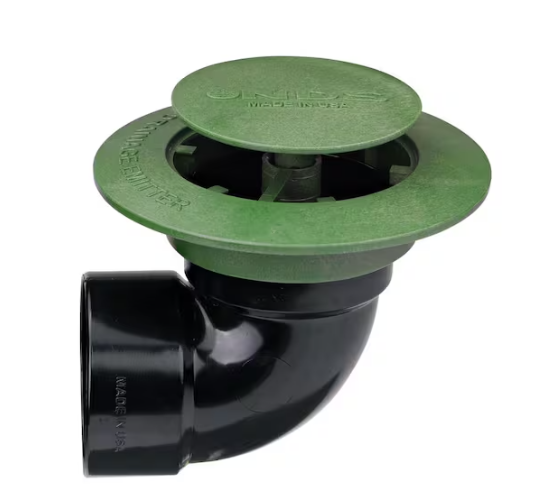 NDS Pop-Up Drainage Emitter with Elbow for 3 in. Drain Pipes, Green Plastic
