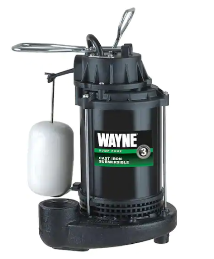 Wayne 1/2 HP Cast Iron Submersible Sump Pump with Vertical Float Switch CDU800