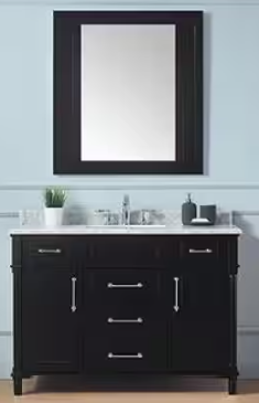 Home Decorators Collection Aberdeen 33 in. W x 36 in. H Rectangular Framed Wall Bathroom Vanity Mirror in Black Aberdeen MR-B
