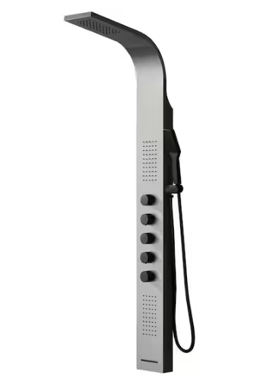 BWE 2-Jet Modern Shower Panel Tower System with Rainfall Shower Head, Tub Spout and Shower Wand in Black Nickel YTP23-BNK