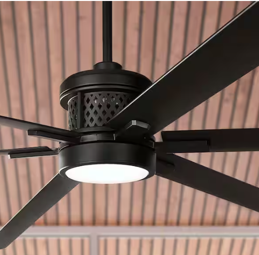 Home Decorators Collection Royalty II 120 in. Indoor/Outdoor Matte Black DC Motor Ceiling Fan with Adjustable White LED with Remote Included