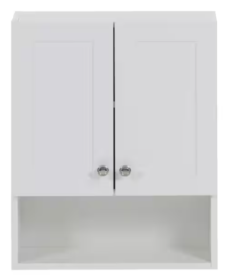 Glacier Bay Lancaster 21 in. W x 8 in. D x 26 in. H Surface-Mount Shaker Bathroom Storage Wall Cabinet in White B25X20334