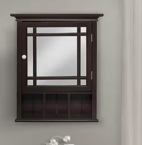 Teamson Home Neal 20 in. W x 24.13 in. H x 6.5 in. D Removable Wooden Medicine Cabinet with Mirrored Door in Espresso HDT556