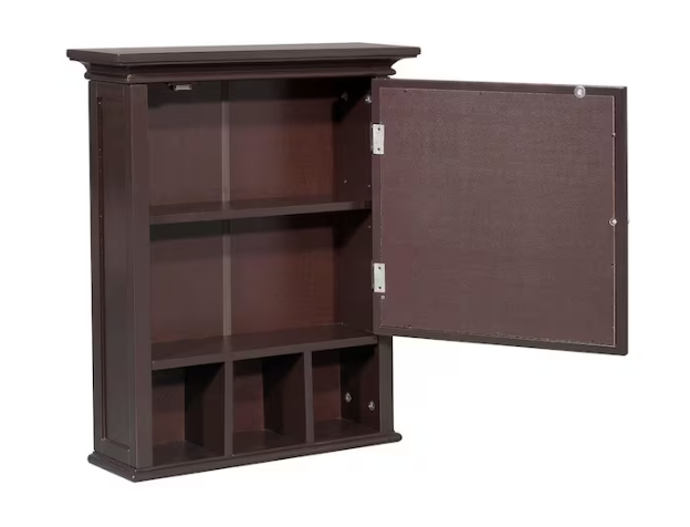 Teamson Home Neal 20 in. W x 24.13 in. H x 6.5 in. D Removable Wooden Medicine Cabinet with Mirrored Door in Espresso HDT556