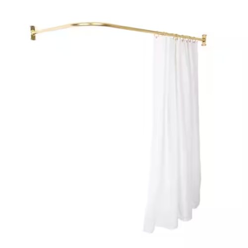 Utopia Alley Rustproof L-Shaped Corner Shower Curtain Rod, 68 in. Size by 28 in., Gold LR1GD
