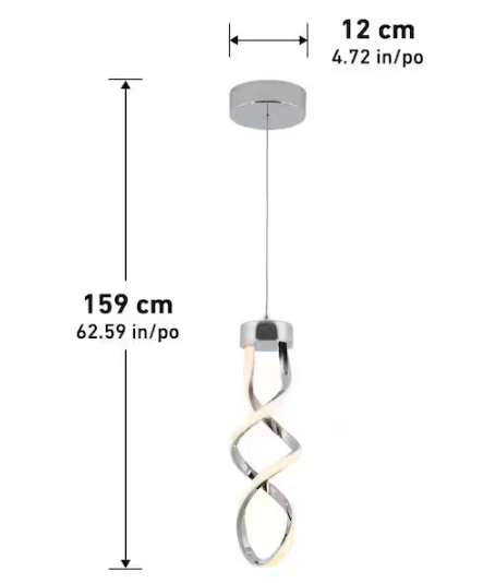 Artika - Swirl 13-Watt 1 Light Chrome Modern Integrated LED Mini Pendant Light Fixture for Kitchen Island