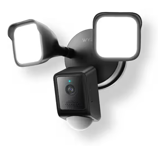 Wyze Wired Outdoor Wi-Fi Floodlight v2 Home Security Camera with 2K Video, Color Night Vision, Motion Activated LEDs - Black