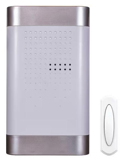 Defiant Wireless Battery Operated Doorbell Kit with Wireless Push Button, White and Nickel