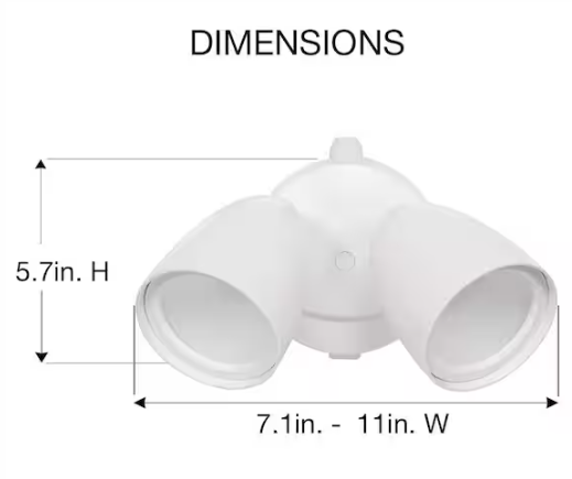Commercial Electric Dusk to Dawn Sensor White Exterior Outdoor Twin Head LED Flood Light Security 1200 to 2400 Lumens 4000K Wet Rated