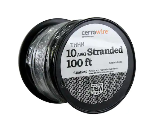 Cerrowire- 100 ft. 10 Gauge Black Stranded Copper THHN Wire