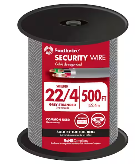 Southwire- 500 ft. 22/4 Gray Stranded CU CL3R Shielded Security Cable