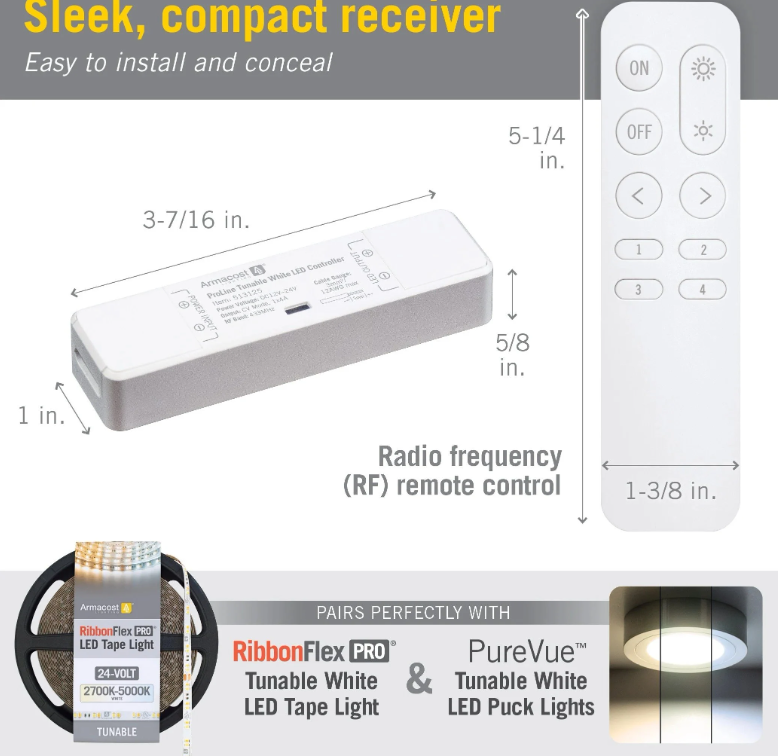 Armacost Lighting ProLine® LED Controller and Remote for 2-Wire Tunable White Strip Lights - 12-24 VDC