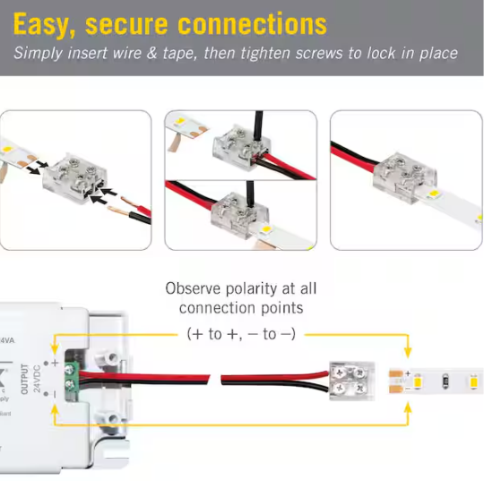 Armacost Lighting 2 Pin LED Strip Light Screw Tape to Wire Connector