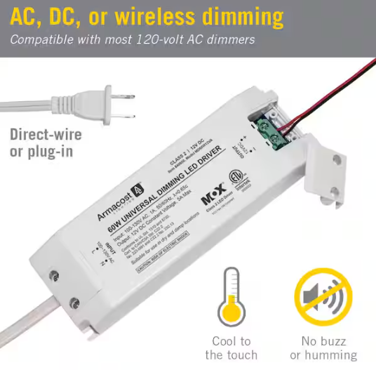 Armacost Lighting 60-Watt Universal Dimmable 12-Volt DC LED Driver TRIAC Transformer