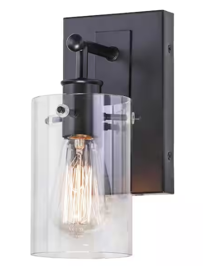 Hampton Bay Regan 4.5 in. 1-Light Espresso Bronze Bathroom Vanity Light with Clear Glass Shade