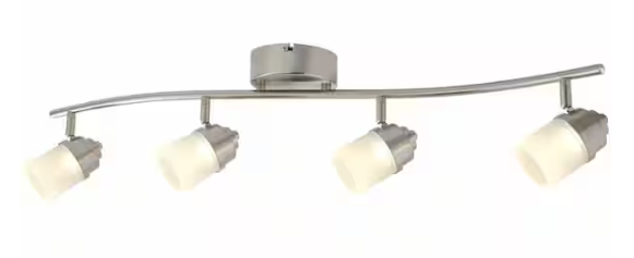 Hampton Bay 3 ft. Brushed Nickel Integrated LED Ceiling Mounted Hardwired Track Lighting Kit with 4-Fixed Step Heads