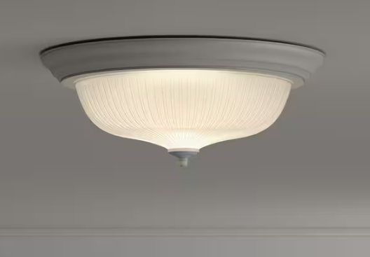 Hampton Bay 15 in. 3-Light White Dome Flush Mount with White Glass Shade
