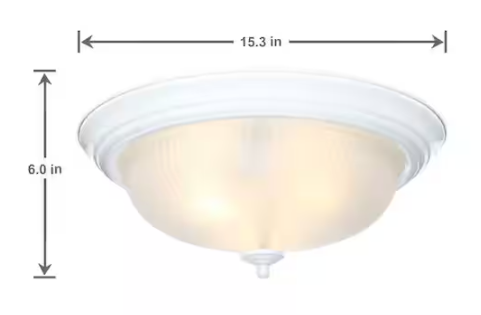 Hampton Bay 15 in. 3-Light White Dome Flush Mount with White Glass Shade