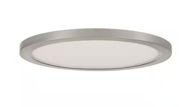 Commercial Electric 15 in. Brushed Nickel New Ultra-Low Profile Integrated LED Flush Mount 5CCT (2-Pack)