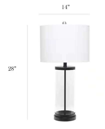 27.5 in. Black Enclosed Glass Table Lamp