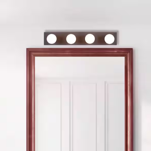 Volume Lighting 4-Light Indoor Antique Bronze Movie Beauty Makeup Hollywood Bath or Vanity Light Bar Wall Mount or Wall Sconce