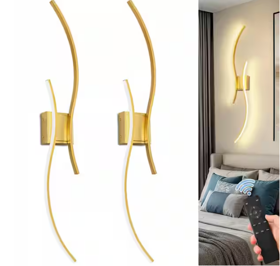 YANSUN 40 in. 2-Light Modern Gold Wall Sconce Over Mirror, Dimmable LED Bathroom Vanity Light for Living Room