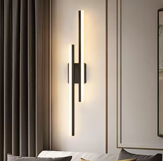 YANSUN 2-Light Contemporary Linear LED Wall Sconce with Black Metal Frame and Frosted Acrylic Shade, Easy-to-Install Wall Lamp