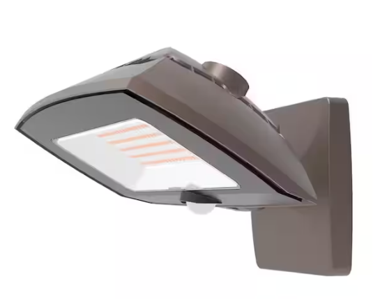 Commercial Electric- ARFL 400-Watt Equivalent, 8000 Lumens, Selectable CCT, Integrated LED, Arch Wall Flood Light with Motion, Bronze