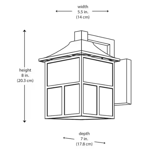 Hampton Bay- 8 in. Black Integrated LED Hardwired Outdoor Wall Light Lantern Sconce Fixture with Frosted Textured Glass (2-Pack)