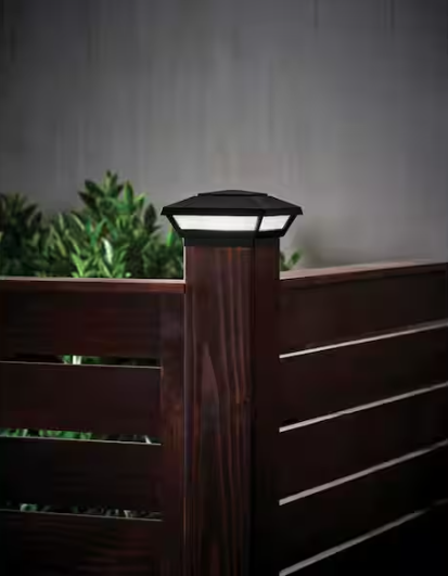 Hampton Bay- Low Voltage 50 Lumens Black Outdoor Integrated LED 4x4 and 6x6 Deck Post Light; Weather/Water/Rust Resistant
