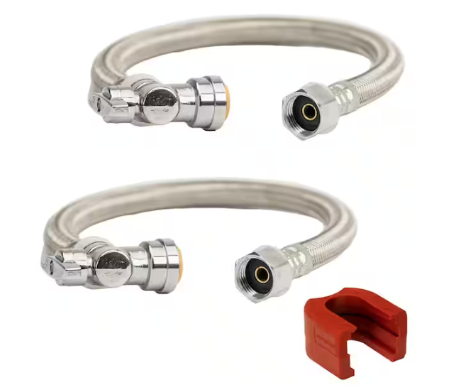 QUICKFITTING 1/2 in. Push-to-Connect x 1/2 in. FIP x 18 in. Angle Stop Faucet Connector with SlipClip Release Tool (2-Pack)