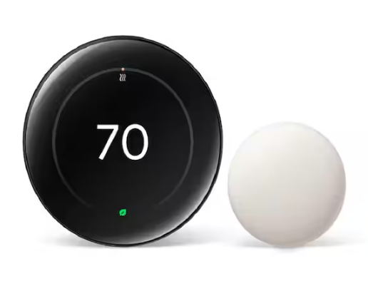 Google Nest Learning Thermostat (4th Gen) with Nest Temperature Sensor (2nd Gen) - Polished Obsidian