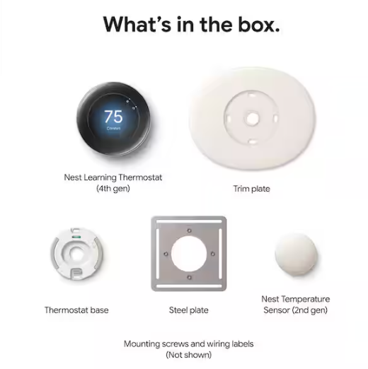 Google Nest Learning Thermostat (4th Gen) with Nest Temperature Sensor (2nd Gen) - Polished Obsidian