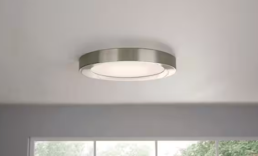 Home Decorators Collection Calloway 19 in. Brushed Nickel Selectable LED Flush Mount