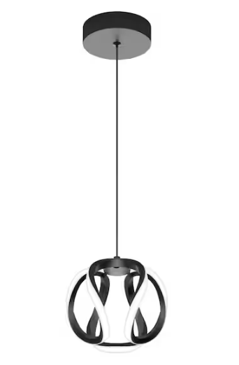 Artika Vivaldi 16-Watt 1 Light Matte Black Modern 3 CCT Integrated LED Mini Pendant Light Fixture for Kitchen Island