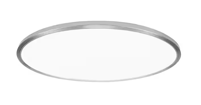 Commercial Electric 32 in. W Oval Black Plus Nickel Trim Ring Integrated LED 3500 Lumens Dim Flat Panel Flush Mount Light, Selectable 5CCT