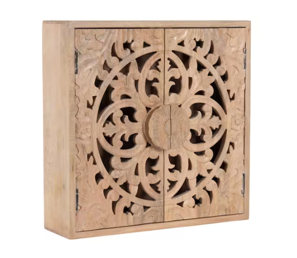 Kate and Laurel Saanvi 20 in. W x 6 in. D Natural Wood Decorative Wall Shelf