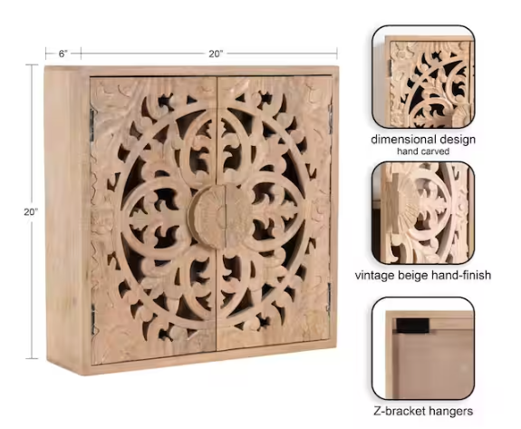 Kate and Laurel Saanvi 20 in. W x 6 in. D Natural Wood Decorative Wall Shelf