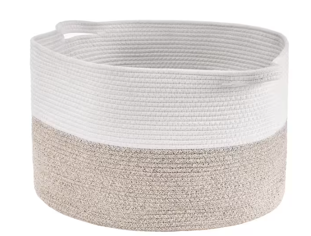 VEVOR Blanket Basket Brown 20 in. x 13 in. 67 L Cotton Rope Decorative Baskets for Organizing Clothes Kids Toys Pillows