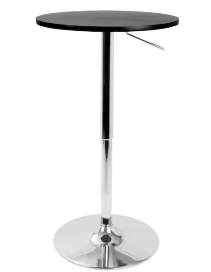 Lumisource Black and Chrome Adjustable Bar Table