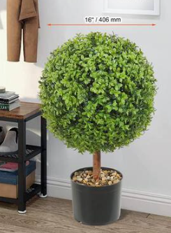 VEVOR Artificial Topiaries Boxwood Trees 22 in. Green Artificial Boxwood Topiaries With Containers Ball-Shape Plant, (2-Piece)