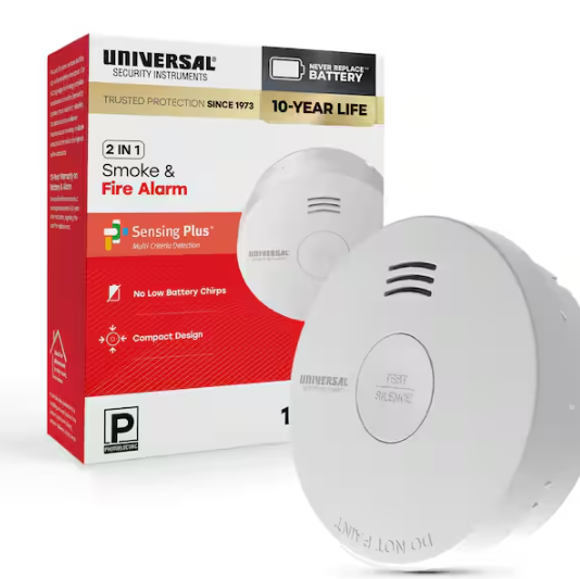 Universal Security Instruments 10-Year Battery Powered Mini Smoke and Fire Detector with Photoelectric Sensor