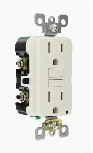 Leviton 15 Amp Self-Test SmartlockPro Slim Tamper Resistant GFCI Duplex Outlet, White (3-Pack) GFTR1-3W