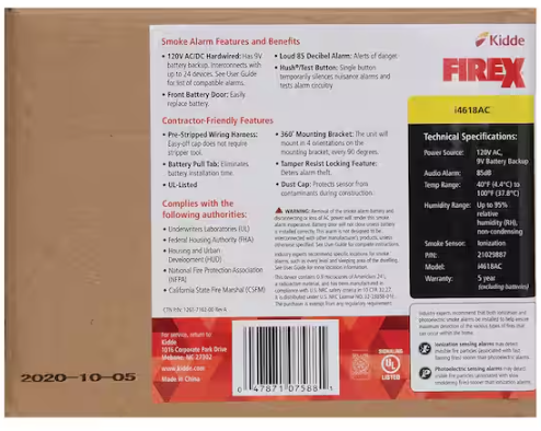 Kidde Firex 4-Pack Hardwired Smoke Detector with Ionization Sensor