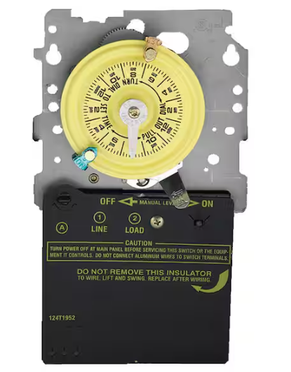 Intermatic T100 Series 40 Amp 24-Hour Mechanical Mechanism with Single Pole Single Throw switching 120 VAC, Gray