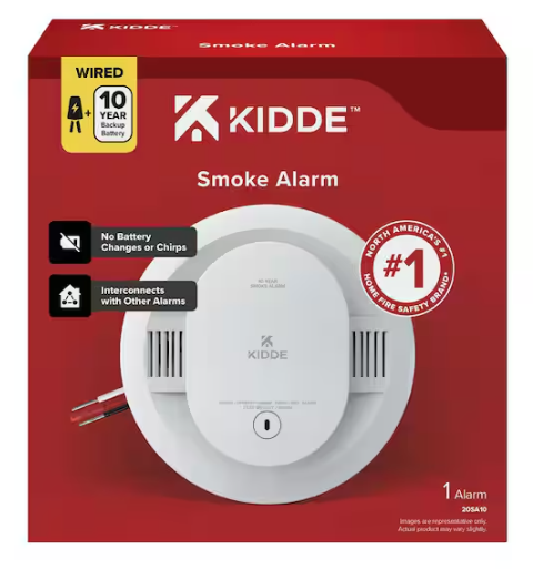 Kidde 10-Year Hardwired Interconnected Smoke Detector with Photoelectric Sensor 21031556
