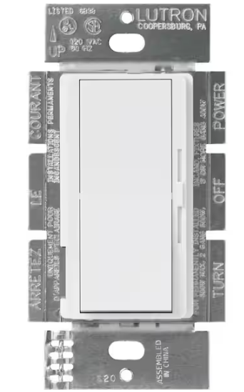 Lutron Diva 3-Speed Rocker Fan Control, Single-Pole, 1.5 Amp, White (DVFSQ-F-WH)