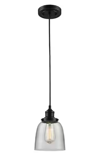 Monteaux Lighting 1-Light Oil Rubbed Bronze Mini Pendant Light Fixture with Clear Glass Shade